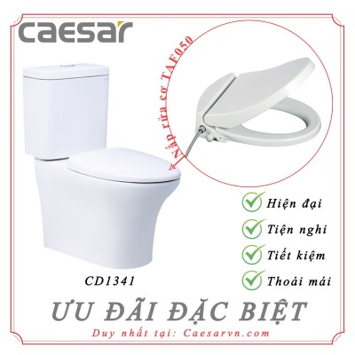 Bồn cầu Caesar CD1341 nắp rửa TAF050