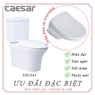 Bồn cầu Caesar CD1341 nắp rửa TAF400H