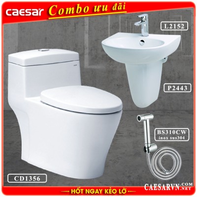 Combo khuyến mãi bồn cầu Caesar CD1356 H2