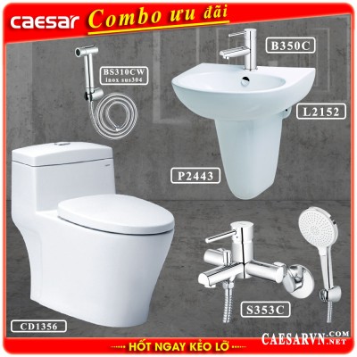 Combo khuyến mãi bồn cầu Caesar CD1356 H3