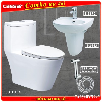Combo khuyến mãi bồn cầu Caesar CD1363 i2