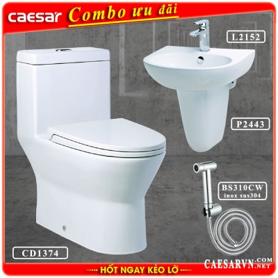 Combo khuyến mãi bồn cầu Caesar CD1374 J2
