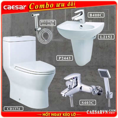 Combo khuyến mãi bồn cầu Caesar CD1374 J3