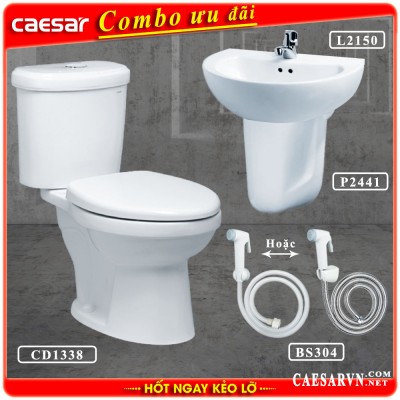 Combo khuyến mãi bồn cầu Caesar CD1338 D3
