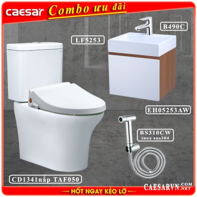 Combo khuyến mãi bồn cầu Caesar CD1341 G4