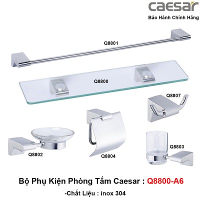Bộ phụ kiện phòng tắm bằng inox Caesar Q8800-A6