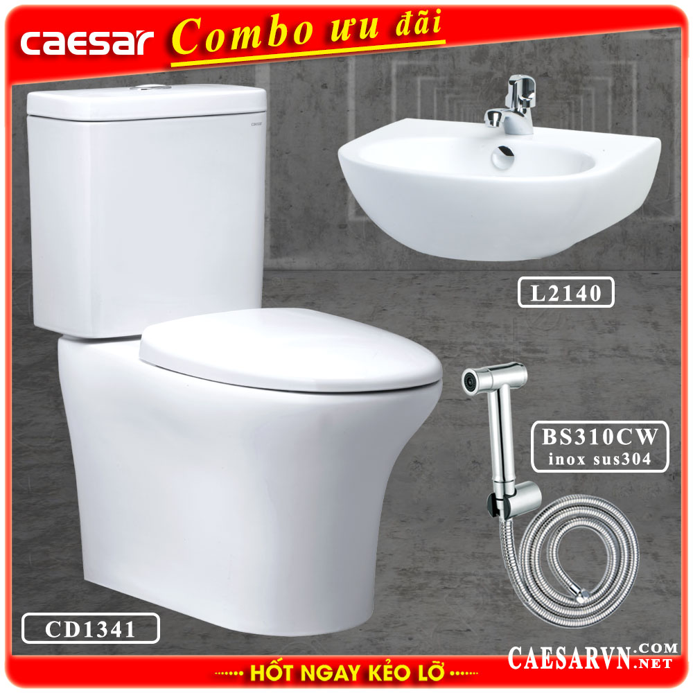 Combo khuyến mãi bồn cầu Caesar CD1341 G1